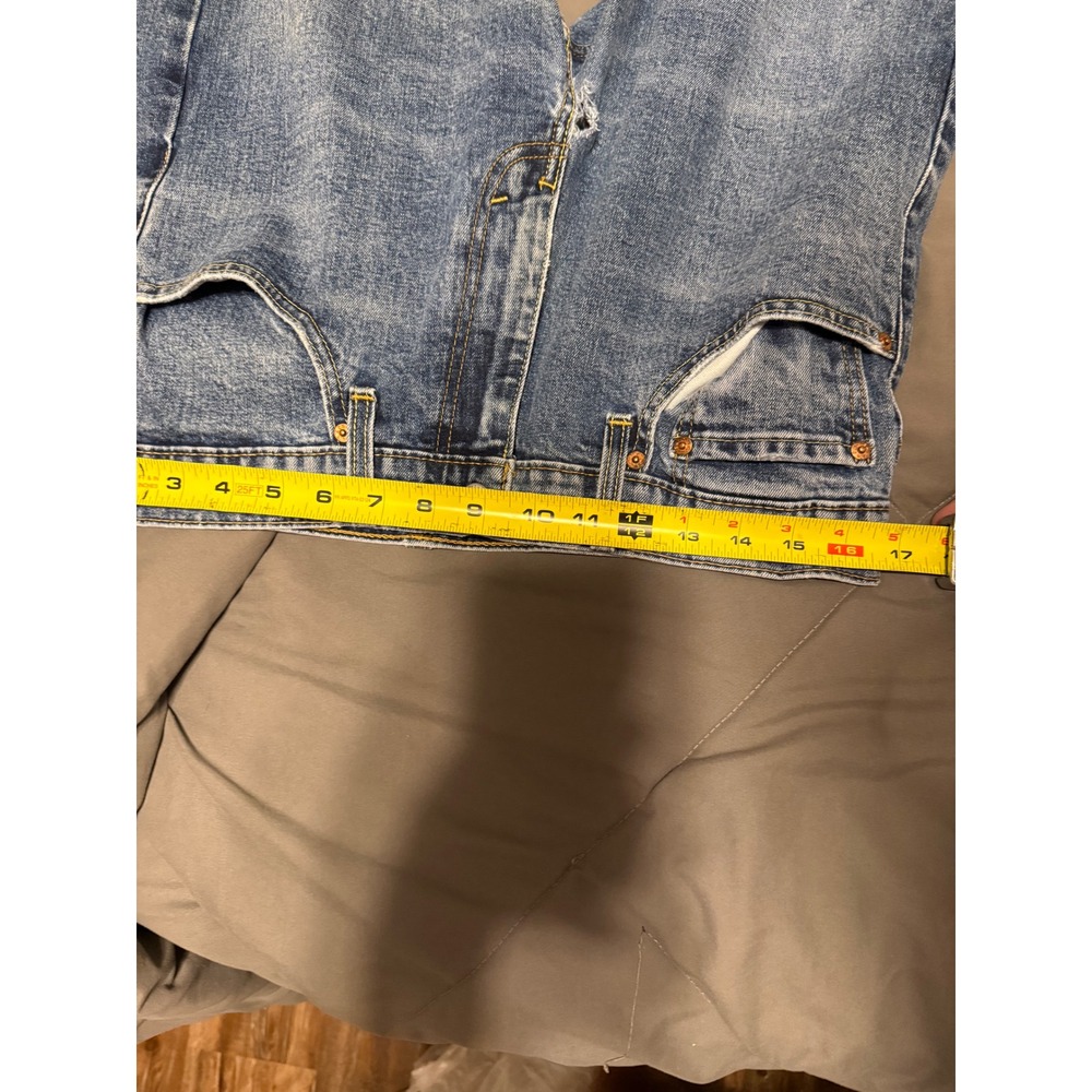 Levis 527 Slim Bootcut Jeans Mens 34x30 Medium Wash Denim Damaged - Picture 4 of 7